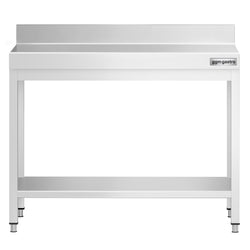 Stół roboczy ze stali nierdzewnej PREMIUM - 800x600mm - z półką dolną i panelem tylnym