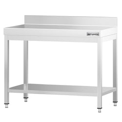 Stół roboczy ze stali nierdzewnej PREMIUM - 800x600mm - z półką dolną i panelem tylnym