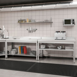 Stół roboczy ze stali nierdzewnej PREMIUM - 1400x700mm - z półką dolną i panelem tylnym