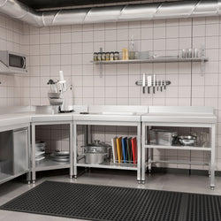 Stół roboczy ze stali nierdzewnej PREMIUM - 800x700mm - z półką dolną i panelem tylnym