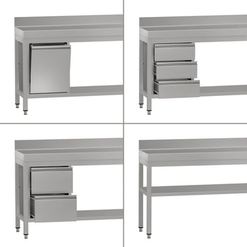 Stół roboczy ze stali nierdzewnej ECO - 1000x600 mm - z półką dolną i panelem tylnym - Prime Gastro