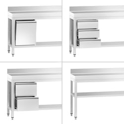 Stół roboczy ze stali nierdzewnej PREMIUM - 800x700mm - z półką dolną i panelem tylnym