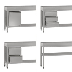 Stół roboczy centralny ze stali nierdzewnej ECO - 700x600mm - z półką