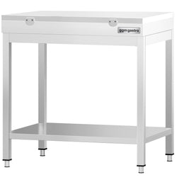 Stół roboczy ze stali nierdzewnej PREMIUM - 600x700 mm - z podstawą - z deską do krojenia biały