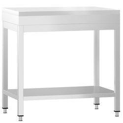 Stół roboczy ze stali nierdzewnej PREMIUM - 600x700 mm - z podstawą - z deską do krojenia biały