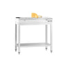 Commercial Stainless Steel Centre Table PREMIUM - 700x600mm - with Undershelf - with Green/Red/White Chopping Board (White)