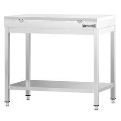 Stół roboczy ze stali nierdzewnej PREMIUM - 700x700 mm - z podstawą - w tym deska do krojenia czerwona