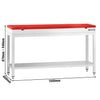 Commercial Stainless Steel Centre Table PREMIUM - 1600x600mm - with Undershelf - with 2 Undershelves - with Cross Bracing - with Red Chopping Board