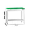 Stół roboczy PREMIUM – stal nierdzewna – 800 x 700 mm – z półką dolną – z zieloną deską do krojenia