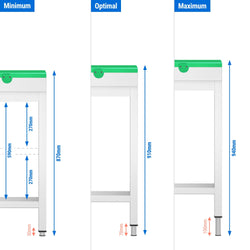 Stół roboczy ze stali nierdzewnej PREMIUM – 600 x 700 mm – z podstawą – w zestawie z zieloną deską do krojenia
