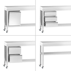 Stół roboczy ze stali nierdzewnej PREMIUM – 1500 x 800 mm – z półką dolną i kółkami