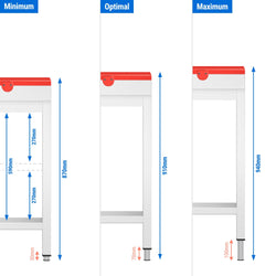 Stół roboczy ze stali nierdzewnej PREMIUM – 1400 x 600 mm – z podstawą – w zestawie z deską do krojenia w kolorze czerwonym