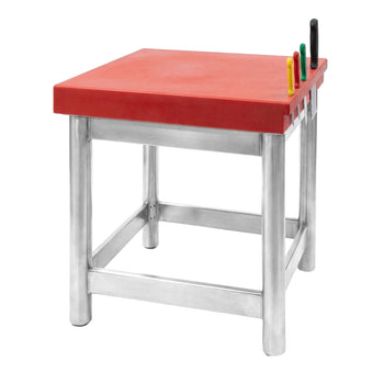 Kloc masarski z polietylenu (PE 500) - 600x600x80mm - z uchwytem na noże