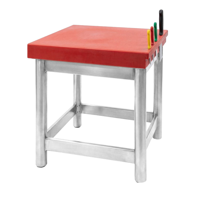 Kloc masarski z polietylenu (PE 500) - 600x600x80mm - z uchwytem na noże