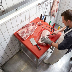 Kloc masarski z polietylenu (PE 500) - 600x600x80mm - z uchwytem na noże