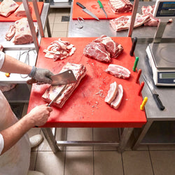 Kloc masarski z polietylenu (PE 500) - 600x600x80mm - z uchwytem na noże