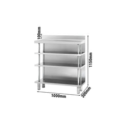 Stół roboczy barowy ze stali nierdzewnej z 4 półkami 1000x300