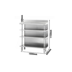 Stół roboczy barowy ze stali nierdzewnej z 4 półkami 1000x600