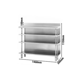 Stół roboczy barowy - stal nierdzewna - 1468 x 300 mm - z 4 półkami - Prime Gastro
