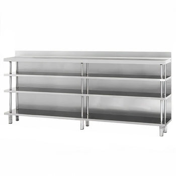 Stół roboczy barowy - stal nierdzewna - 2452 x 300 mm - z 4 półkami - Prime Gastro