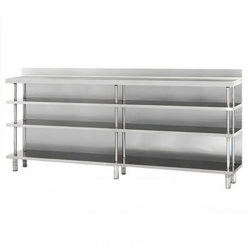 Stół roboczy barowy - stal nierdzewna - 2452 x 600 mm - z 4 półkami - Prime Gastro