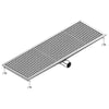 Kanał podłogowy ze stali nierdzewnej – 1200 x 400 mm – płaska konstrukcja i odpływ boczny – Ø 70 mm
