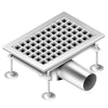 Kanał podłogowy ze stali nierdzewnej - 300 x 200 mm - płaska konstrukcja i odpływ boczny - Ø 70 mm