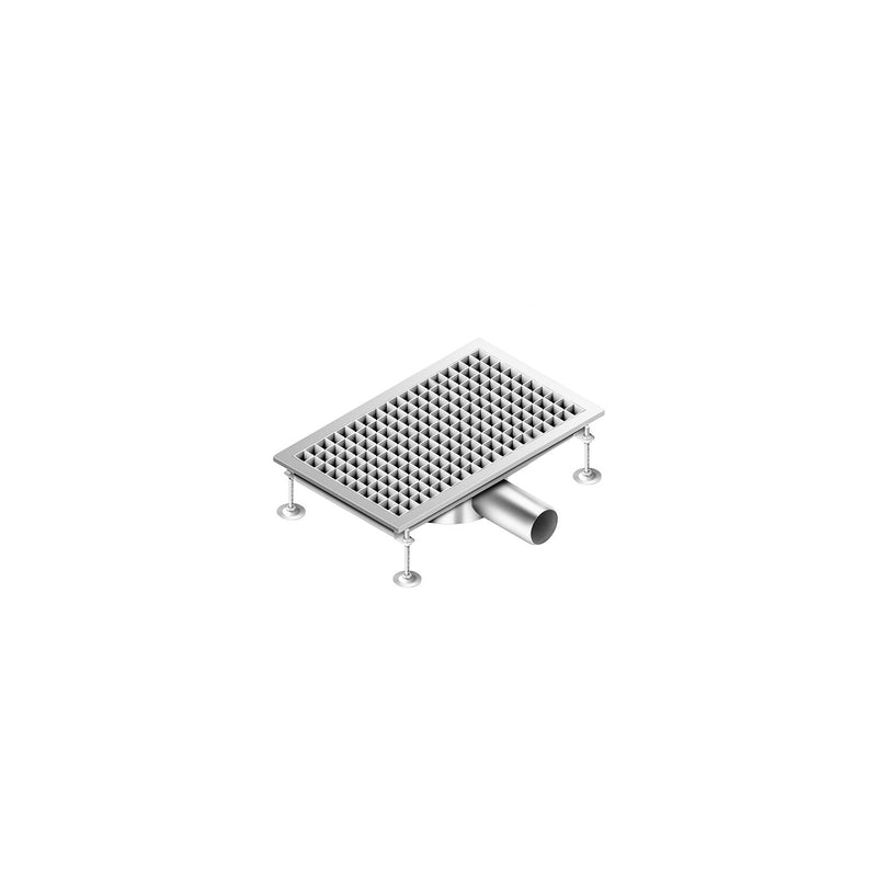 Kanał odpływowy ze stali nierdzewnej - 500 x 300 mm - płaska konstrukcja i boczny odpływ - Ø 70 mm