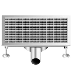 Kanał odpływowy ze stali nierdzewnej - 500 x 300 mm - płaska konstrukcja i boczny odpływ - Ø 70 mm
