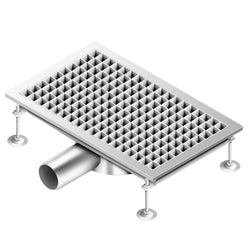 Kanał odpływowy ze stali nierdzewnej - 500 x 300 mm - płaska konstrukcja i boczny odpływ - Ø 70 mm