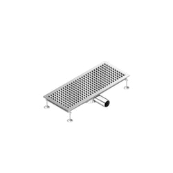Kanał odpływowy ze stali nierdzewnej - 750 x 300 mm - płaska konstrukcja i odpływ boczny - Ø 70 mm