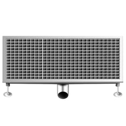 Kanał podłogowy ze stali nierdzewnej – 750 x 400 mm – płaska konstrukcja i odpływ boczny – Ø 70 mm