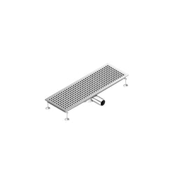 Kanał podłogowy ze stali nierdzewnej – 900 x 300 mm – płaska konstrukcja i odpływ boczny – Ø 70 mm