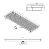 Kanał podłogowy ze stali nierdzewnej – 900 x 300 mm – płaska konstrukcja i odpływ boczny – Ø 70 mm