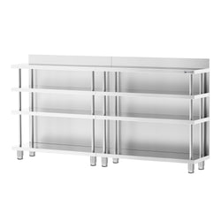 Barowy stół roboczy – stal nierdzewna – 2000 x 600 mm – z 4 półkami