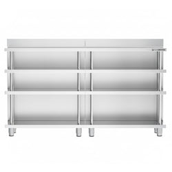 Barowy stół roboczy – stal nierdzewna – 2000 x 600 mm – z 4 półkami