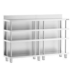 Barowy stół roboczy – stal nierdzewna – 1800 x 600 mm – z 4 półkami