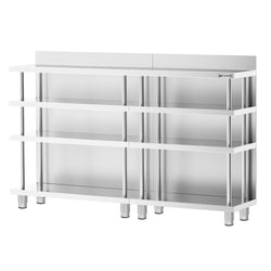 Barowy stół roboczy – stal nierdzewna – 1800 x 600 mm – z 4 półkami