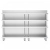 Barowy stół roboczy – stal nierdzewna – 1800 x 400 mm – z 4 półkami