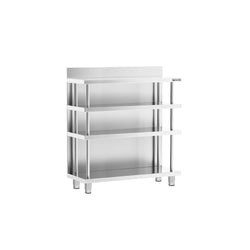 Barowy stół roboczy – stal nierdzewna – 1000 x 600 mm – z 4 półkami