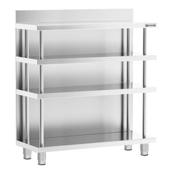 Barowy stół roboczy – stal nierdzewna – 1000 x 400 mm – z 4 półkami