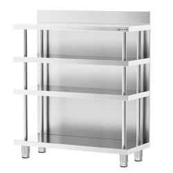 Barowy stół roboczy – stal nierdzewna – 1000 x 600 mm – z 4 półkami