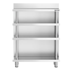 Barowy stół roboczy – stal nierdzewna – 1000 x 400 mm – z 4 półkami