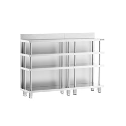 Barowy stół roboczy – stal nierdzewna – 1600 x 600 mm – z 4 półkami