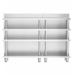 Barowy stół roboczy – stal nierdzewna – 1600 x 600 mm – z 4 półkami
