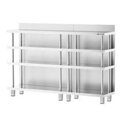 Barowy stół roboczy – stal nierdzewna – 1600 x 600 mm – z 4 półkami
