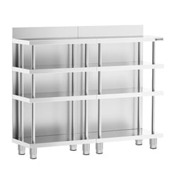 Barowy stół roboczy – stal nierdzewna – 1200 x 600 mm – z 4 półkami