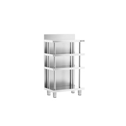 Barowy stół roboczy – stal nierdzewna – 600 x 400 mm – z 4 półkami
