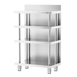 Barowy stół roboczy – stal nierdzewna – 600 x 600 mm – z 4 półkami