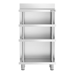 Barowy stół roboczy – stal nierdzewna – 600 x 400 mm – z 4 półkami